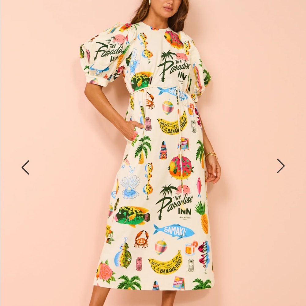 Alemais samaki puff sleeve midi Dress - Picture 2 of 6